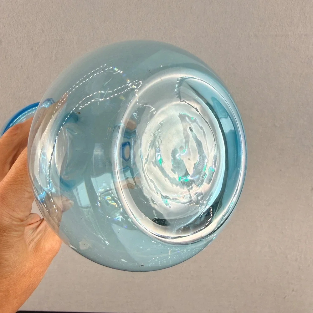 Vtg Scandinavian Blue‎ Glass Vase – Nuutajärvi Geometric Oiva Toikka Style